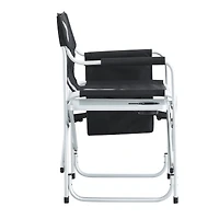 Streamdale Folding Outdoor Chair with Table & Pockets, Black/Grey