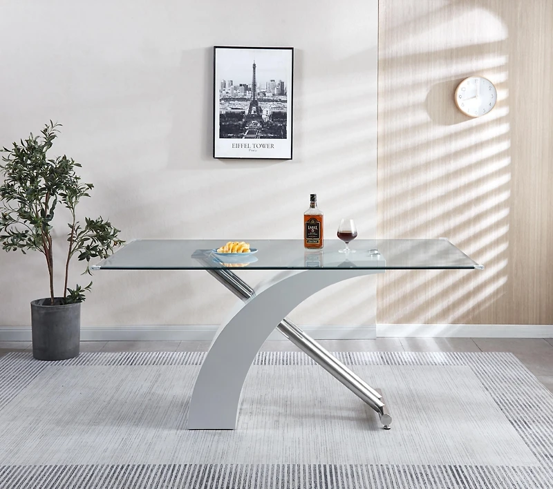 Streamdale Luxury Glass Top Dining Table - Modern Design (2 Colors)