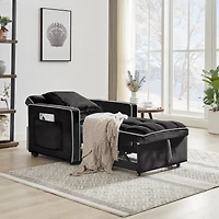 Streamdale Adjustable Sofa Bed Chair Black Futon Recliner