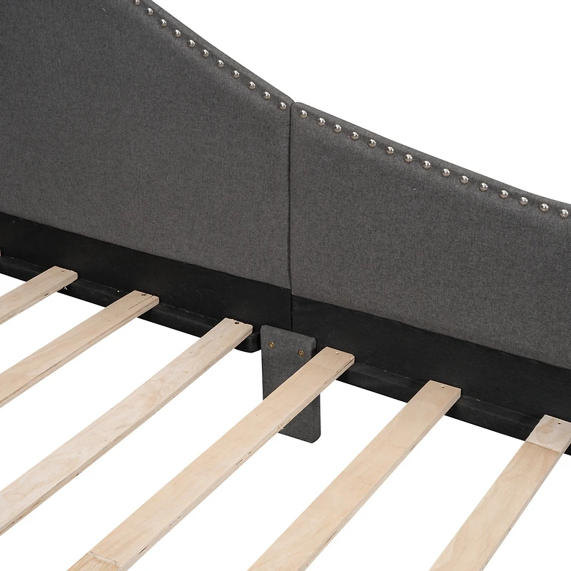 Streamdale Twin Upholstered Daybed With Headboard And Armrest, Support Legs