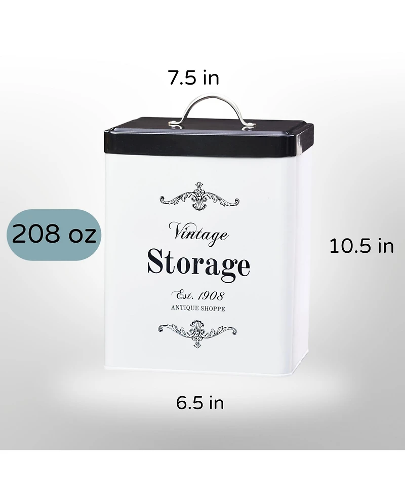 Amici Home Antique Shoppe Vintage Storage Metal Canisters, Food Safe, Push Top Lid, Large, 208 Ounces