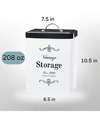 Amici Home Antique Shoppe Vintage Storage Metal Canisters, Food Safe, Push Top Lid, Large, 208 Ounces
