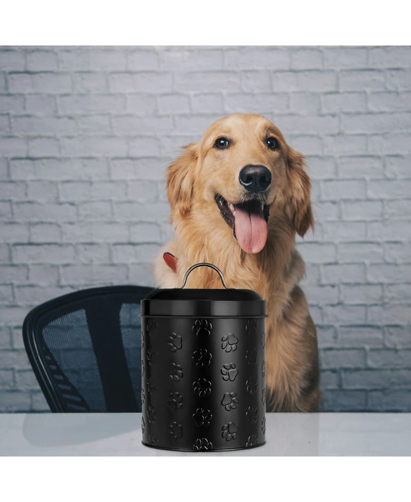 Amici Pet Puppy Paws Metal Food Canister, Medium, 104 oz.