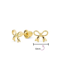 Bling Jewelry Dainty Tiny Birthday Present Ribbon Solid14K Yellow Gold Mini Bow Stud Earrings Safety Clutch Screw Back