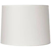 Springcrest Hardback White Medium Drum Lamp Shade 13" Top x 14" Bottom x 10" Slant x 10" High (Spider) Replacement with Harp and F