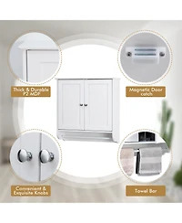 Sugift Wall Mounted Bathroom Storage Medicine Cabinet with Towel Bar