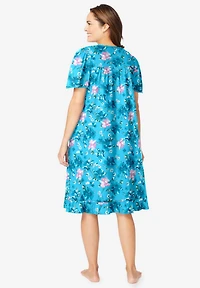 Dreams & Co. Women's Short Floral Print Cotton Gown
