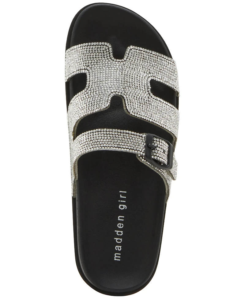 Madden Girl Women's Darling Rhinestone Embellished Footbed Slide Sandals