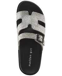 Madden Girl Women's Darling Rhinestone Embellished Footbed Slide Sandals