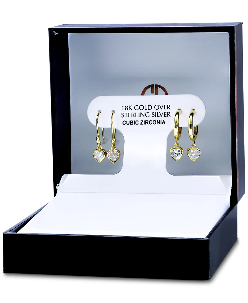 Giani Bernini 2-Pc. Set Cubic Zirconia Heart Dangle Hoop & Drop Earrings, Created for Macy's