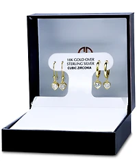 Giani Bernini 2-Pc. Set Cubic Zirconia Heart Dangle Hoop & Drop Earrings, Created for Macy's