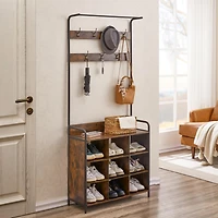 Hall Tree Coat Rack with 7 Hooks and Storage