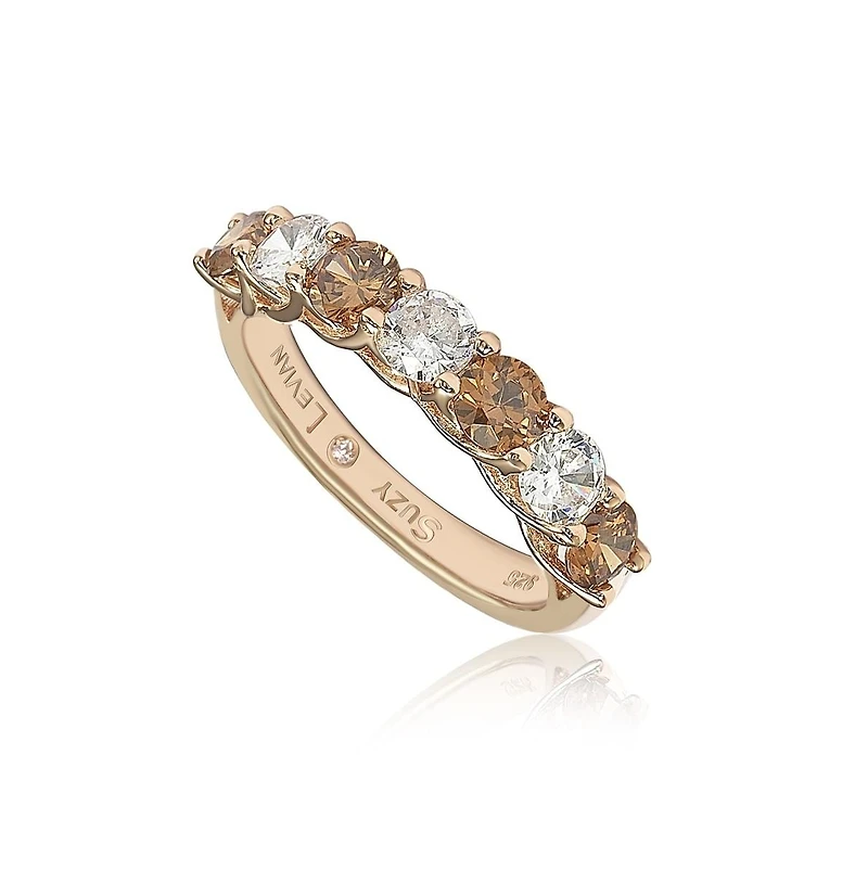 Suzy Levian Sterling Silver White Cubic Zirconia Half Eternity Band