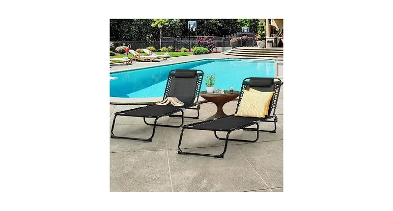Slickblue Foldable Camping Patio Chaise Lounge Chair