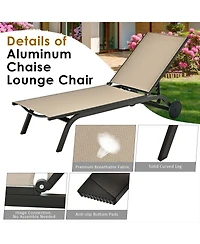 Slickblue 6-Position Adjustable Fabric Outdoor Patio Recliner Chair