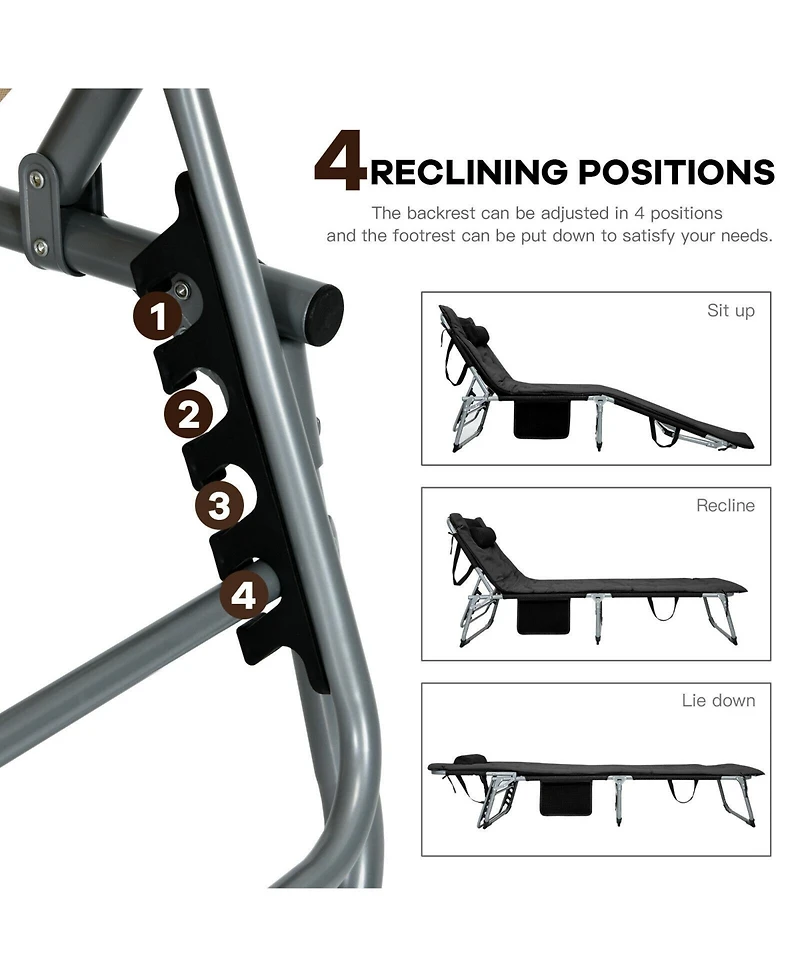 Slickblue 4-Fold Oversize Padded Folding Lounge Chair with Removable Soft Mattress