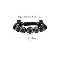 Bling Jewelry Black White Gold Tone Chain Link Bracelet with Crystal Ball Beads Cord