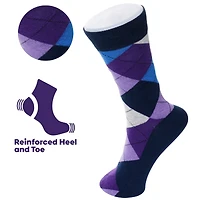 Alpine Swiss Men's Dress Socks 6 Pair Crew Sock Cotton for Men Solid Ribbed Argyle Pattern Multicolor Fun Designs