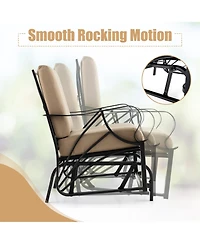 2PCS Patio Rocking Chair with Cushion Heavy-Duty Metal Frame Smooth Glider Outdoor