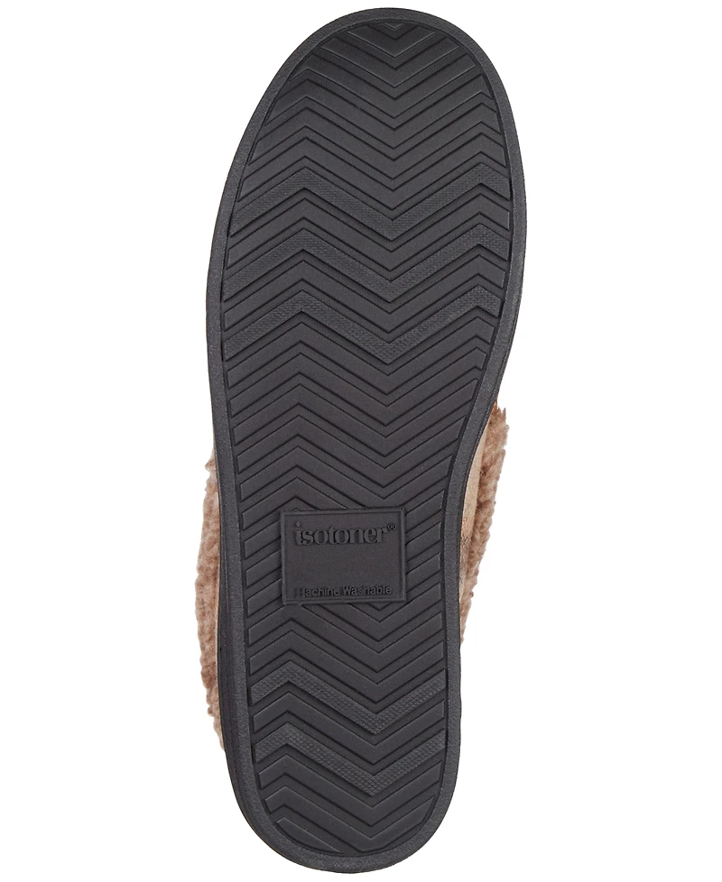 Isotoner Men's Brushed Knit or Plaid Lewis Moccasin Slipper with Fleece Lining and Memory Foam