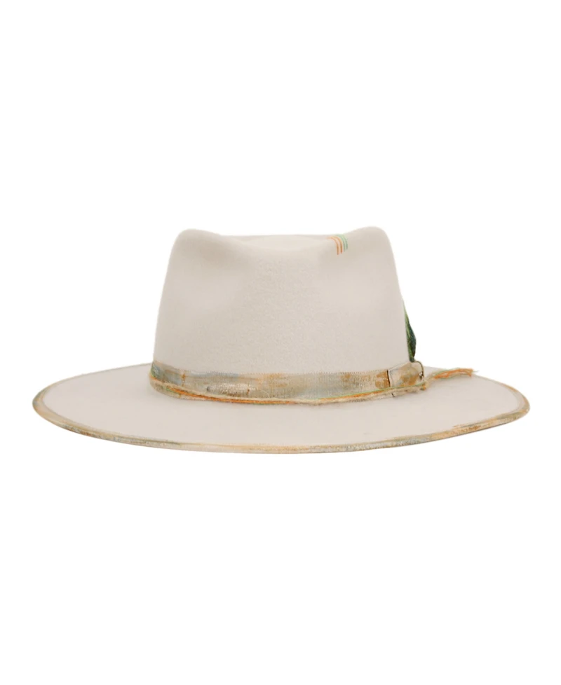 Angela & William Vintage-Like Flat Brim Felt Fedora Ranch Hat