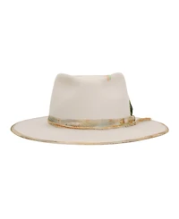 Angela & William Vintage-Like Flat Brim Felt Fedora Ranch Hat