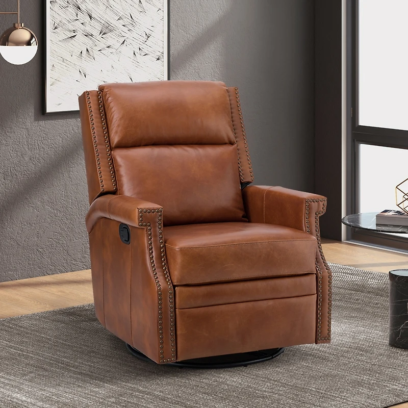 Anselm Transitional Recliner with Nailhead Trim