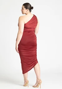 Eloquii Women's Plus Ruched One Shoulder Dress