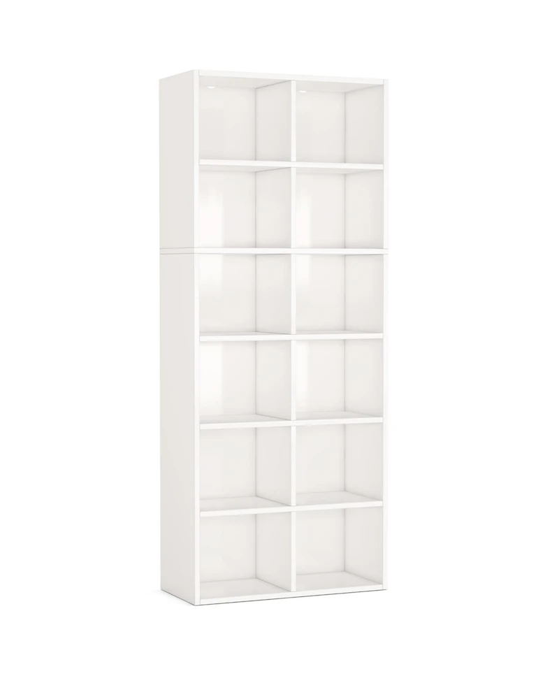 Tribesigns 71.65 Inch Tall Narrow Bookcase Bookshelf, White Modern Bookcase with 12 Cube Storage for Home Office, Vertical or Horizontal