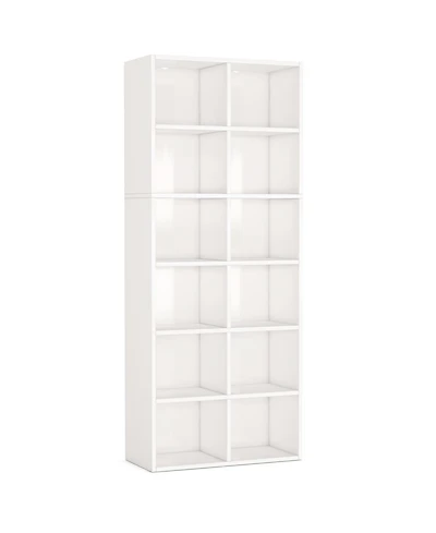 Tribesigns 71.65 Inch Tall Narrow Bookcase Bookshelf, White Modern Bookcase with 12 Cube Storage for Home Office, Vertical or Horizontal