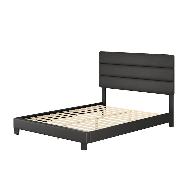 Boyd Sleep Piedmont Leatherette Upholstered Platform Bed Frame with Adjustable Headboard