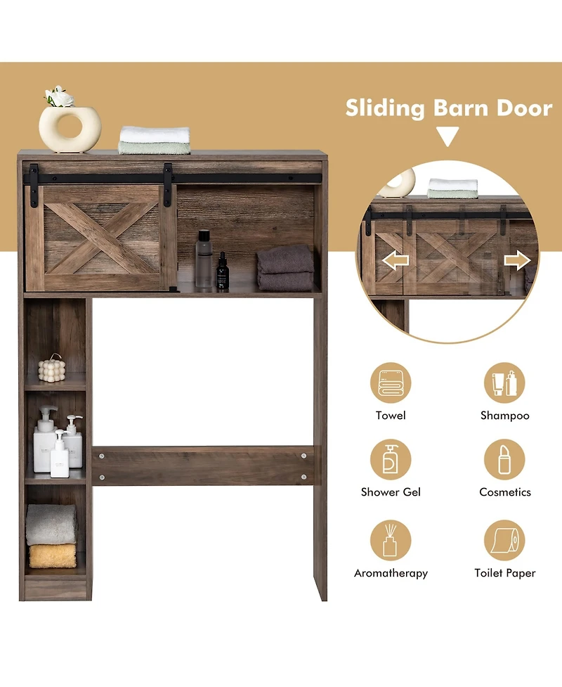 Over the Toilet Bathroom Storage Cabinet with Sliding Barn Door
