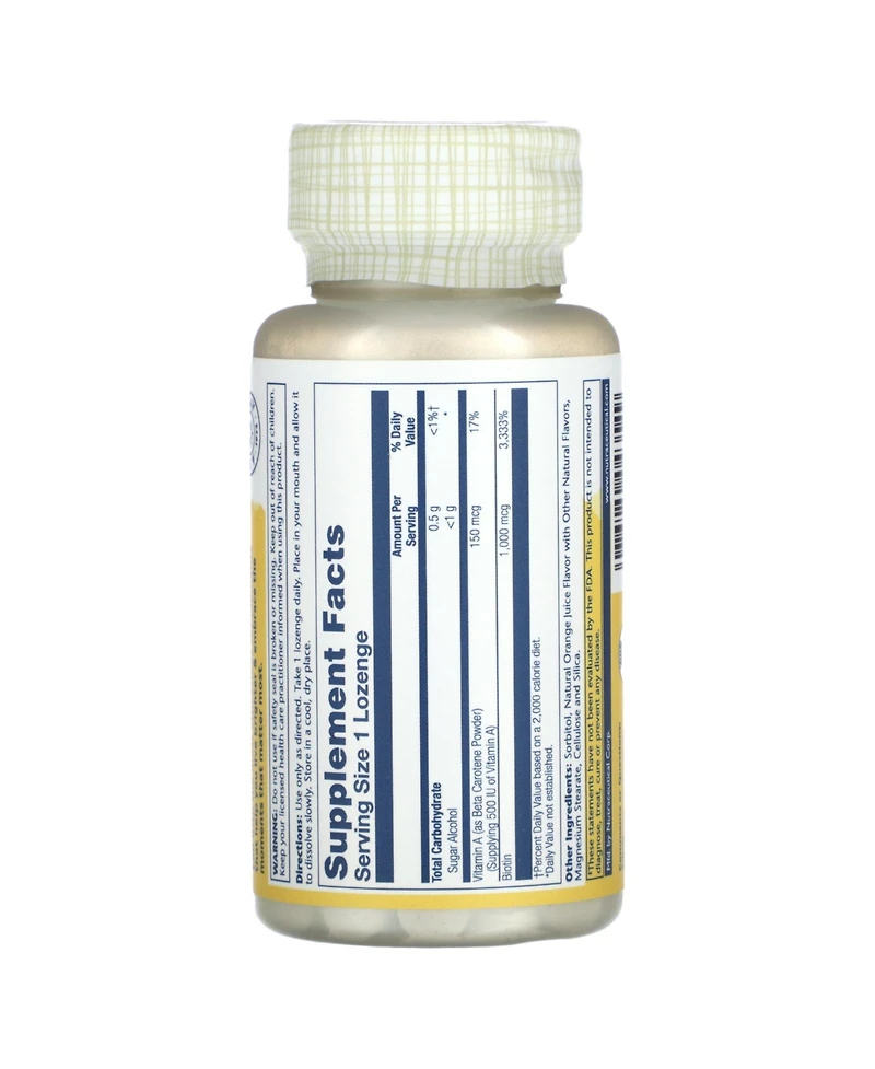Solaray High Potency Biotin 1000 mcg | Natural Orange Juice Flavor | Healthy Hair, Skin &