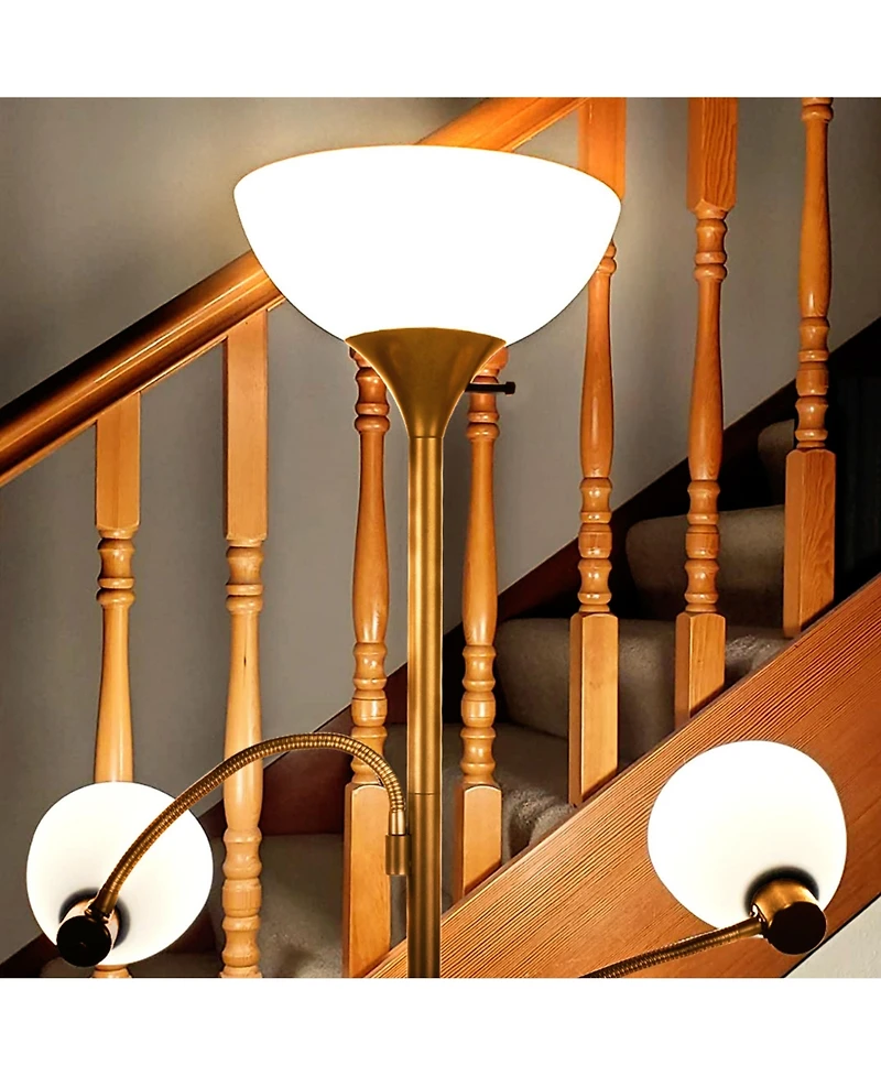 Sky Dome Double 72" Led Torchiere Floor Lamp with Adjustable Arms