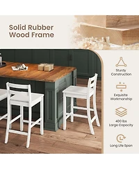 24-Inch Wooden Bar Stools Set of with Ergonomic Backrest Counter Height