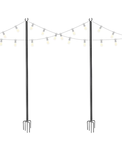 10 Ft String Light Pole Outdoor Metal Pole Aluminum Patio Backyard Party 2 Pack