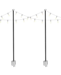 10 Ft String Light Pole Outdoor Metal Pole Aluminum Patio Backyard Party 2 Pack