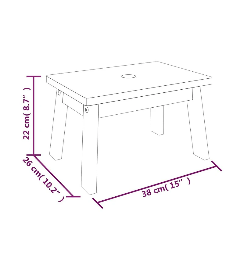 Step Stool 15"x10.2"x8.7" Solid Wood Acacia