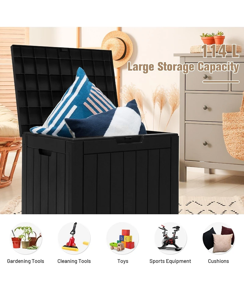 Slickblue 30 Gallon Deck Box Storage Container Seating Tools