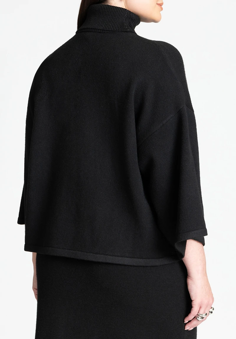 Eloquii Women's Boxy Three Quarter Sleeve Turtleneck
