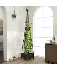 Slickblue Garden Obelisk Trellis with Self-Drainage System for Climbing Plants-Black