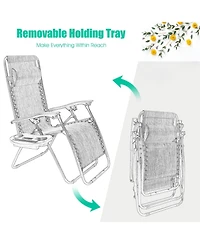 Slickblue 2 Pieces Folding Lounge Chair with Zero Gravity