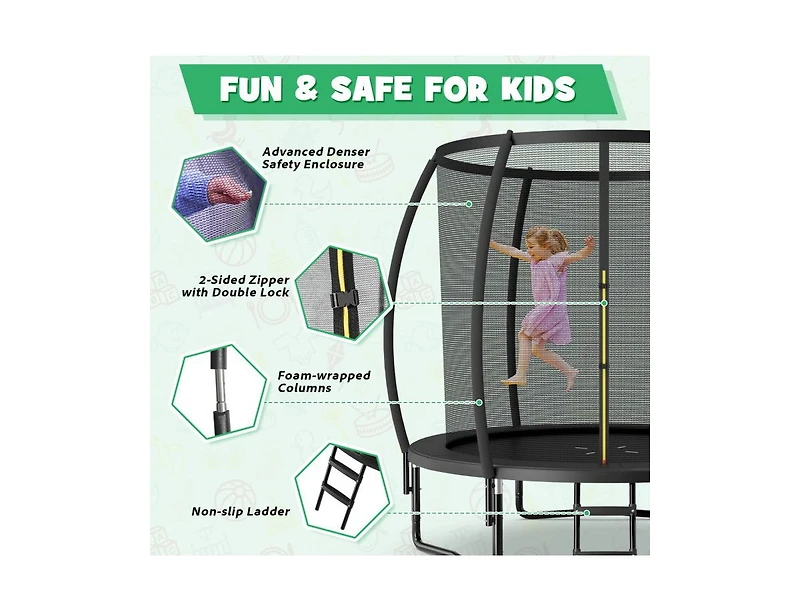 Slickblue 8 Feet Astm Approved Recreational Trampoline with Ladder