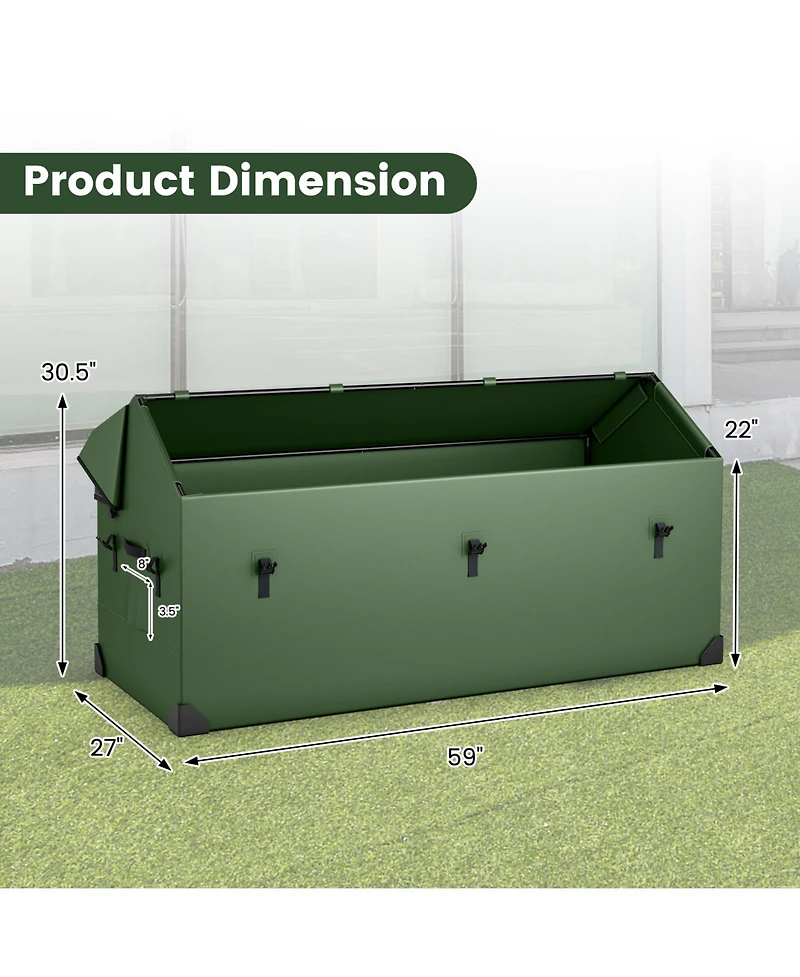Slickblue Waterproof Outdoor Storage Box with Ventilated Window Adjustable Snap-Green