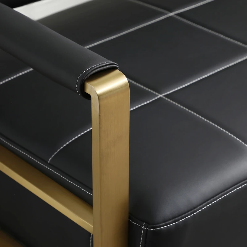 Simplie Fun 57.9" Width Modern Upholstery Faux Bonded Leather Loveseat Sofa