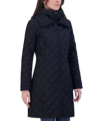 Tahari Women's Bibbed Hooded Quilted Coat