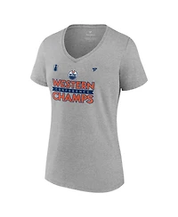 Fanatics Women's Steel Edmonton Oilers 2024 Western Conference Champions Locker Room V-Neck T-Shirt