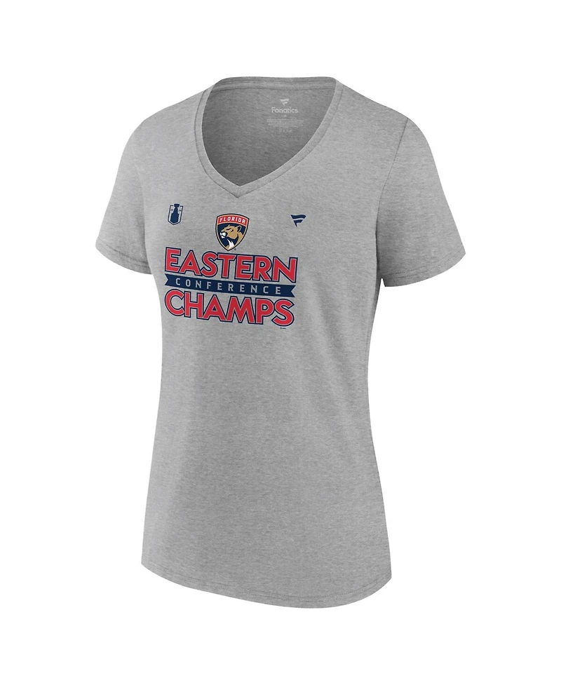 Fanatics Women's Steel Florida Panthers 2024 Eastern Conference Champions Locker Room V-Neck T-Shirt