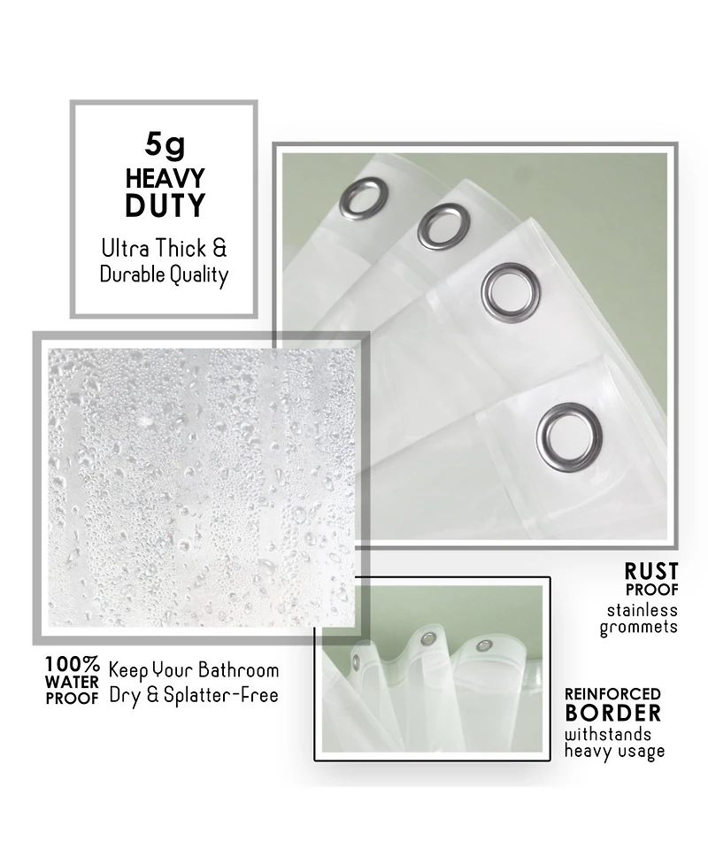 Clara Clark Heavy Duty 5G Thick, Soap & Scum Resistant Shower Curtain Liner