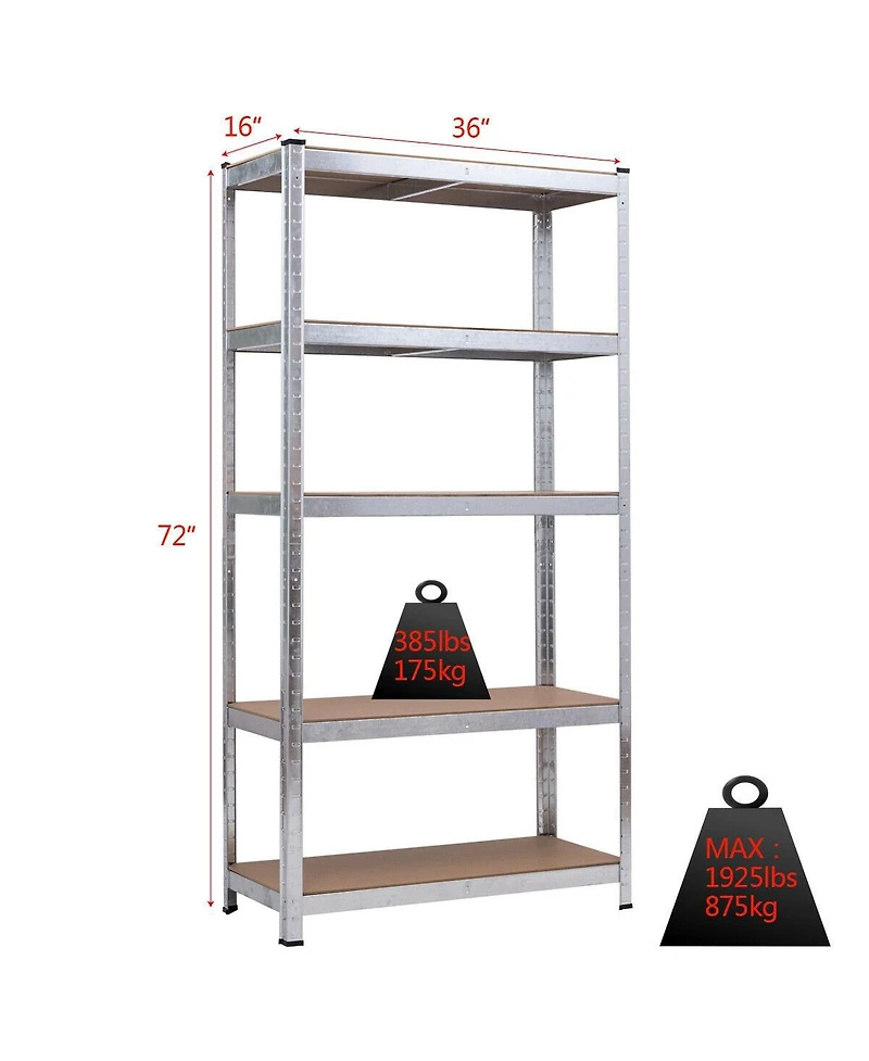 Slickblue 72 Inch Storage Rack with 5 Adjustable Shelves for Books Kitchenware